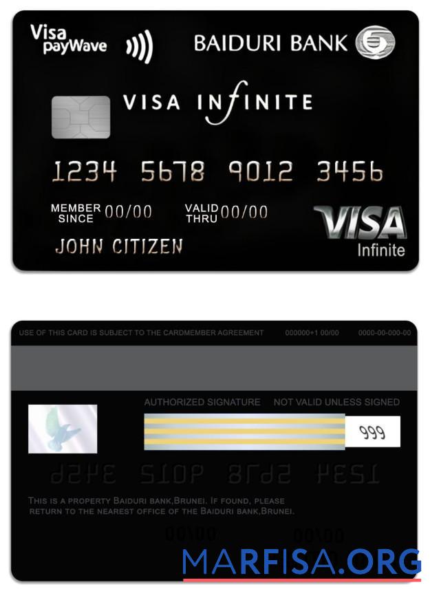 Blank Brunei Baiduri Bank Visa Infinite Credit Card download for verification